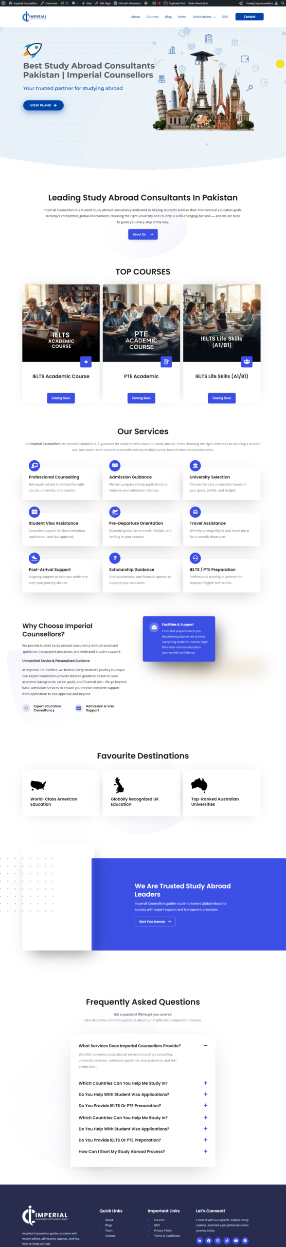 Imperial Counsellors study abroad consultancy website