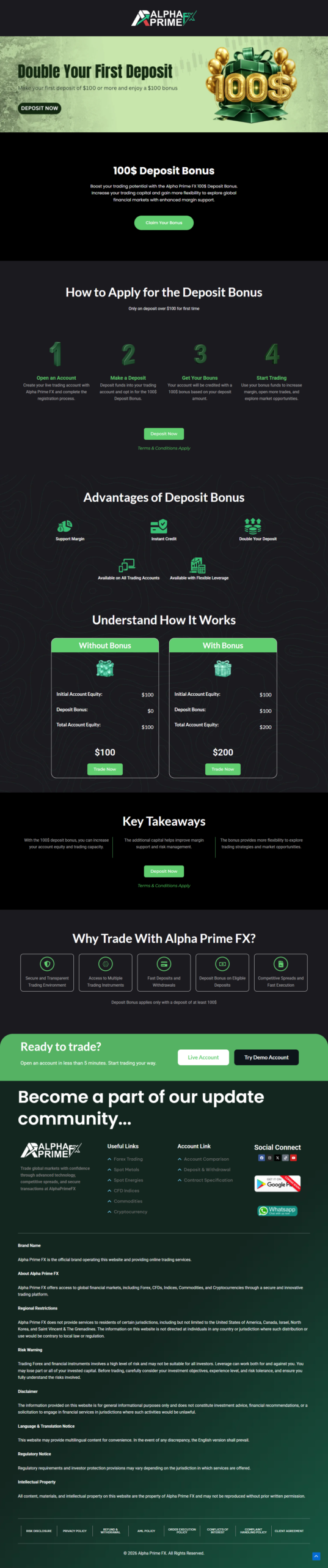 Alpha Prime FX promotional campaign landing page